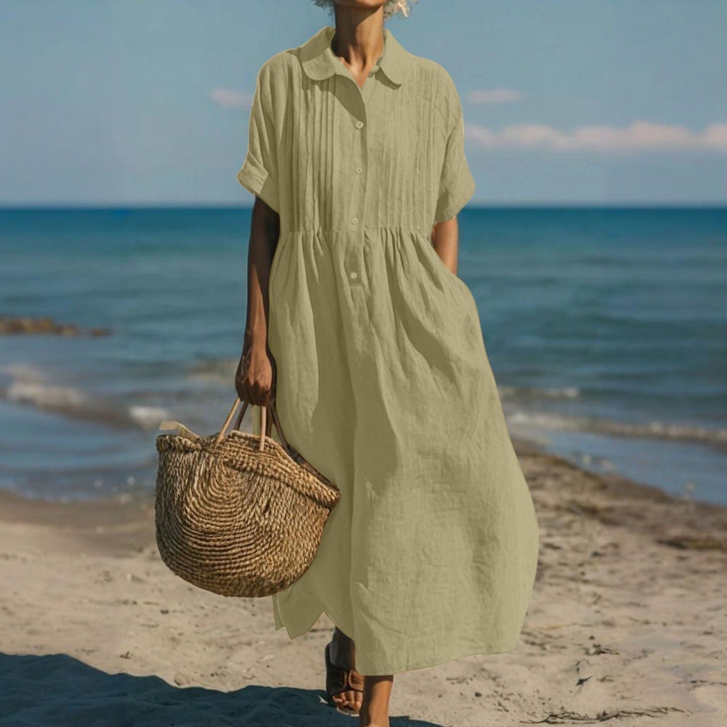 Arianne | Vestido Camisón Fluido de Algodón Elegante para Mujer