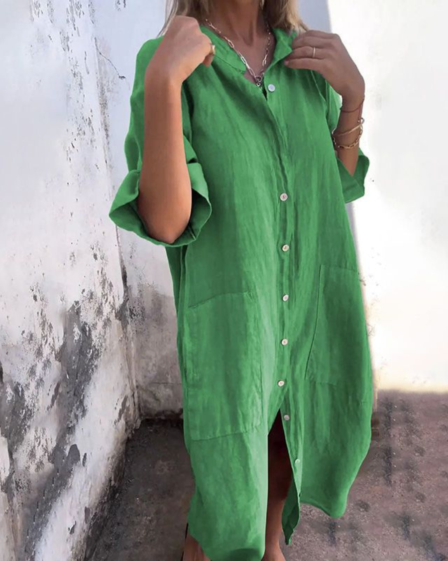 Melanie™ | Vestido camisero informal hasta los tobillos