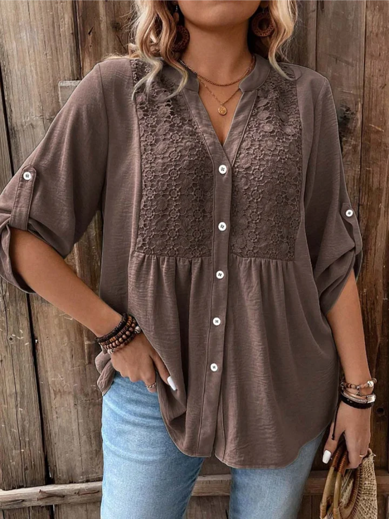 Noor – Blusa con escote en V y botones para Mujer