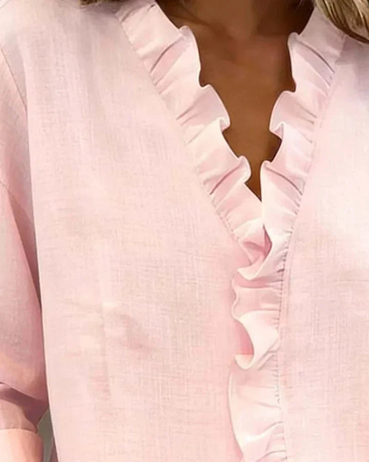 Indie · Blusa con volantes y cuello en V para Mujer