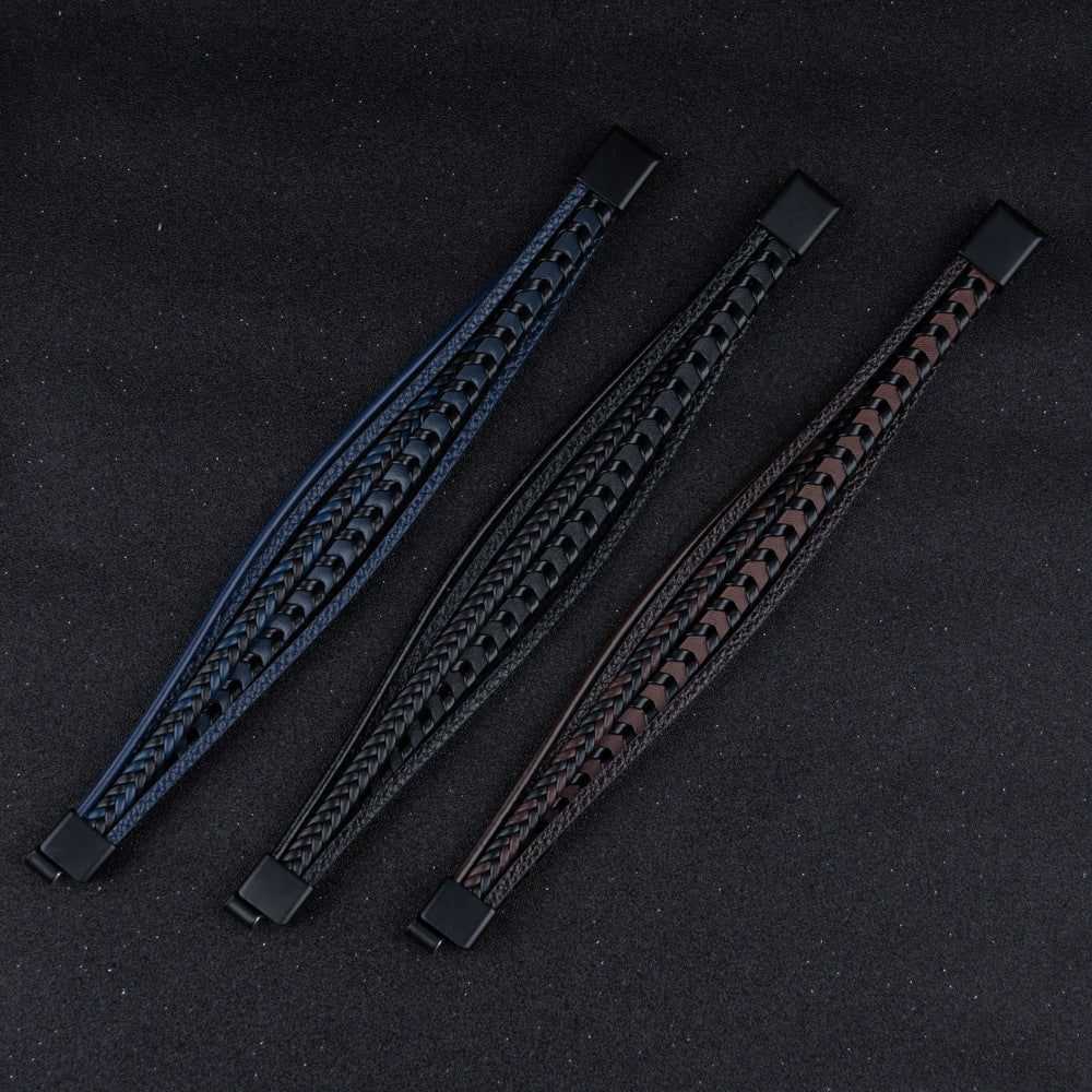 Cruz - Pulsera de cuero para hombres – robusta, elegante y atemporal