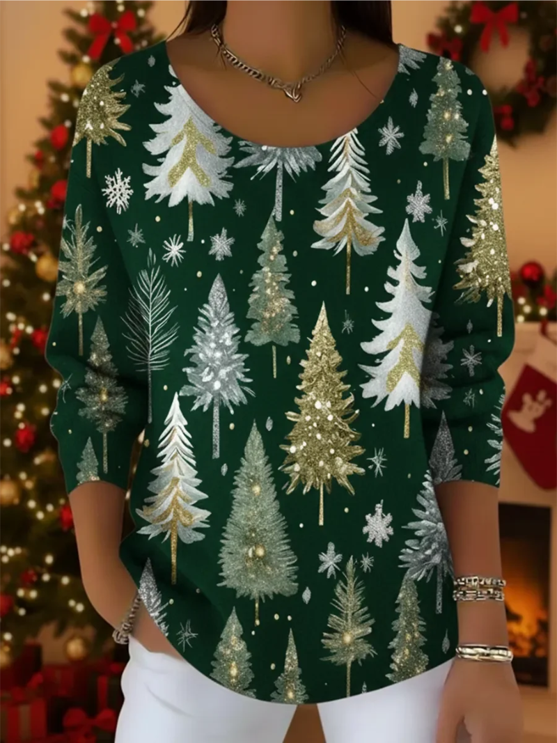 Noelle – Suéter navideño con decoración de pino
