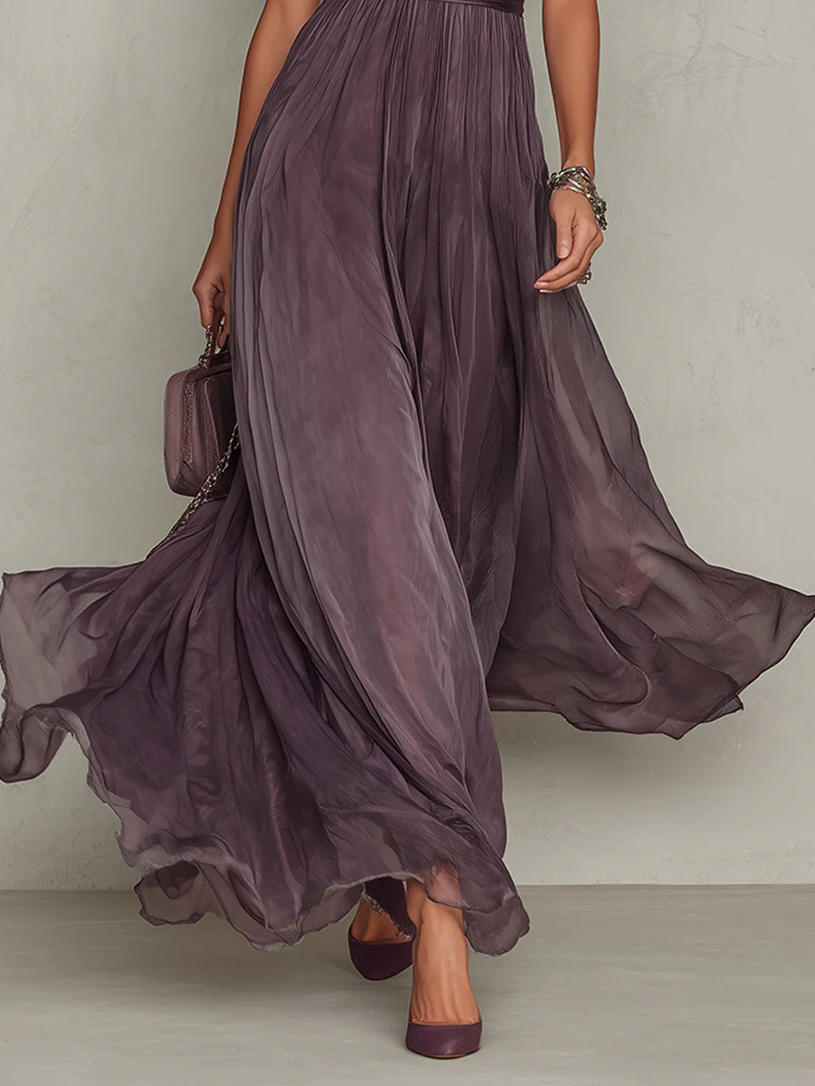 Flavia - Vestido largo violeta con escote en forma de llave para Mujer