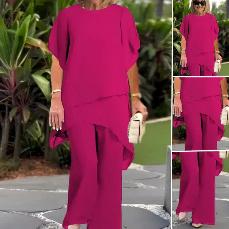 Herlene™ | Conjunto de Mujer Chic Asimétrico de Top y Pantalones