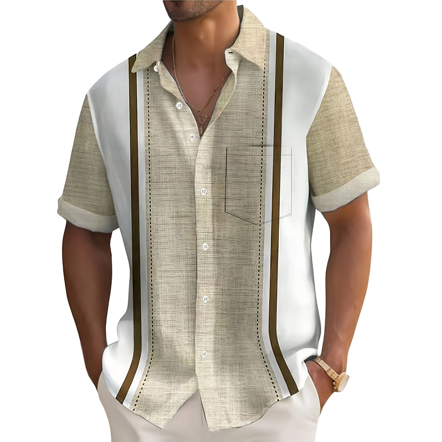 Stijn | Camisa de resort a rayas para Hombre