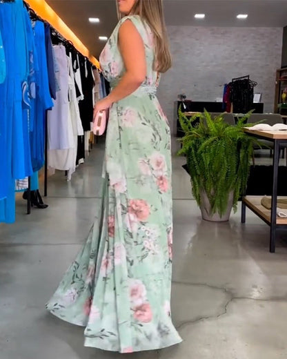 Venesa™ | Elegante vestido sin mangas con escote en V y estampado floral