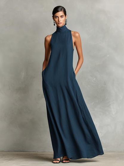 Caterina | Vestido largo negro minimalista para Mujer