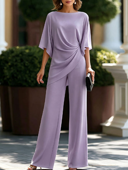 Gabriela | Conjunto de Blusa Drapeada y Pantalón Ancho para Mujer