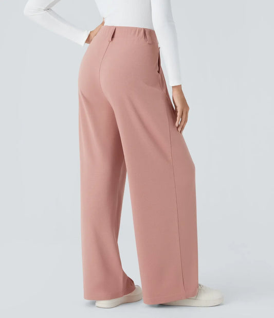 Halara - Pantalones de oficina de pierna ancha con bolsillos laterales y cintura alta para Mujer