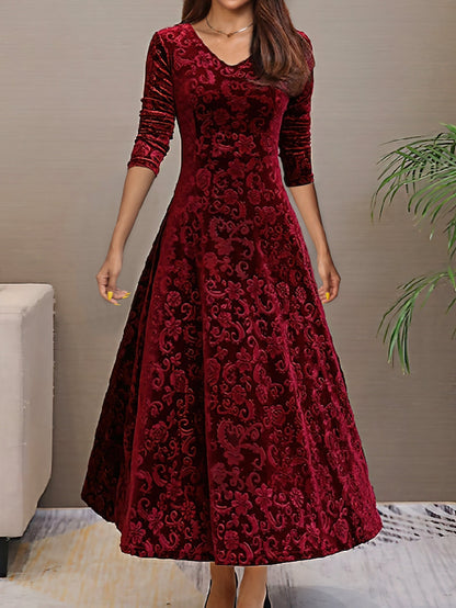 Denise | Elegante vestido de fiesta de terciopelo con escote en V