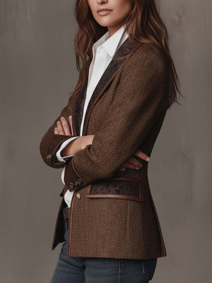 Gisèle | Blazer con Apliques de Chevron Impreso para Mujer