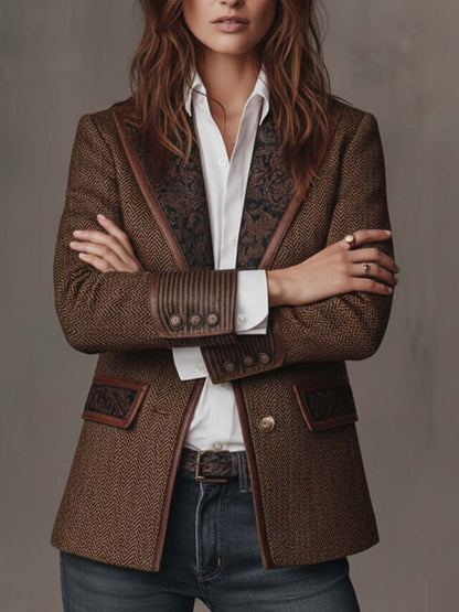 Gisèle | Blazer con Apliques de Chevron Impreso para Mujer
