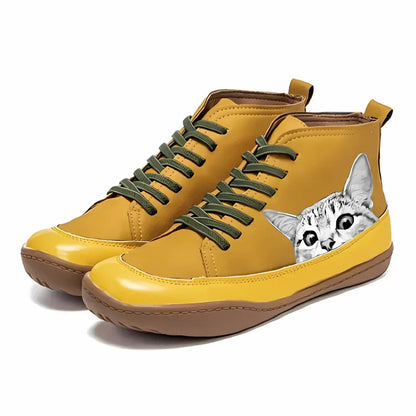 Fenna -  Botines de piel para amantes de los gatos
