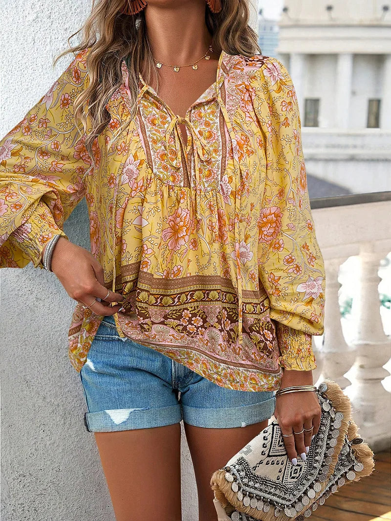 Sarah - Top floral bohemio fluido