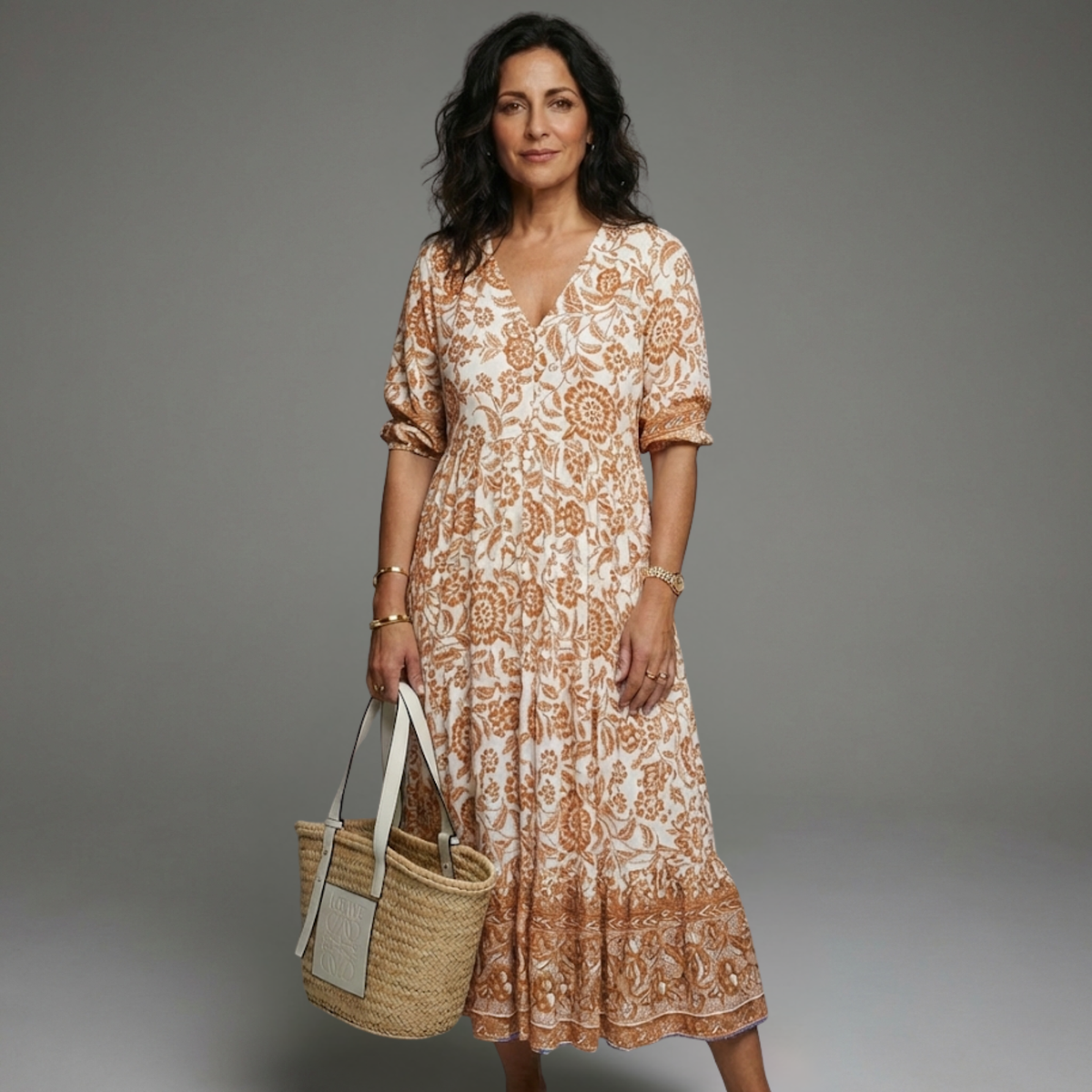Nora - Vestido veraniego mujer estampado floral con escote V para Mujer