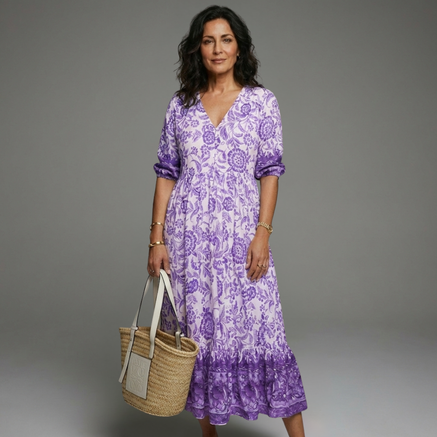 Nora - Vestido veraniego mujer estampado floral con escote V para Mujer