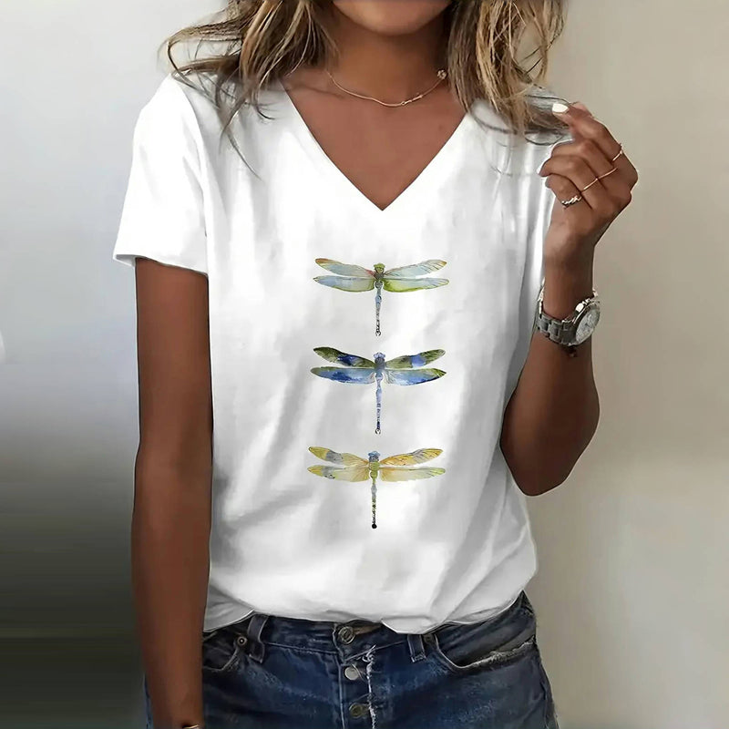 Camiseta informal con estampado de libélula