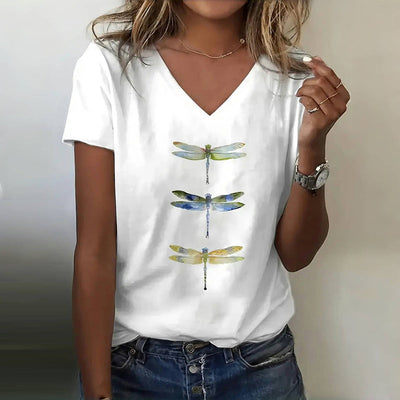 Camiseta informal con estampado de libélula