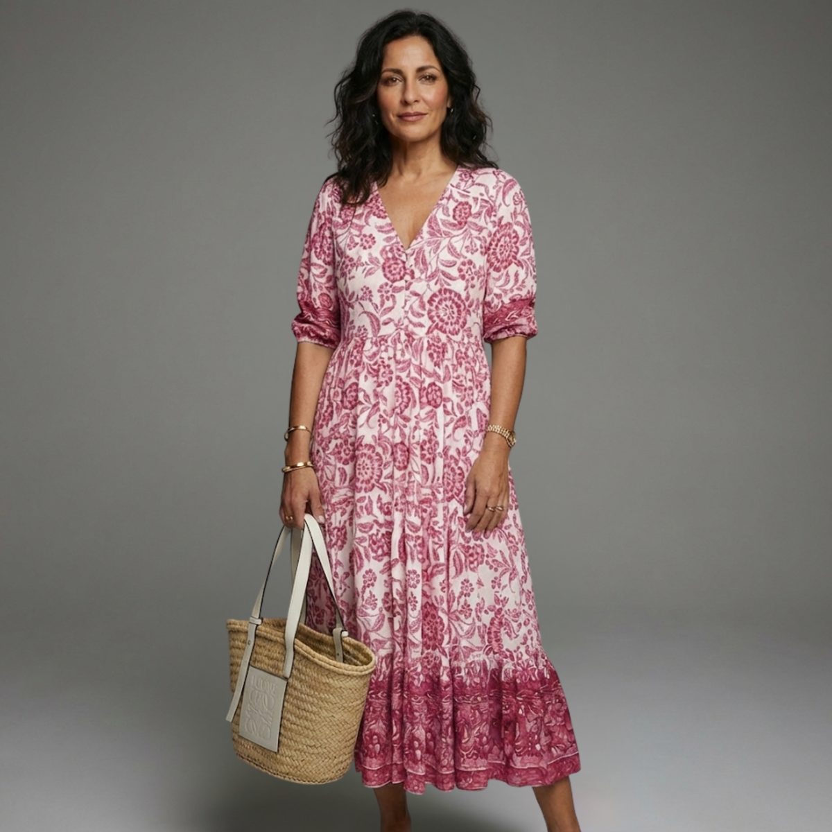 Nora - Vestido veraniego mujer estampado floral con escote V para Mujer