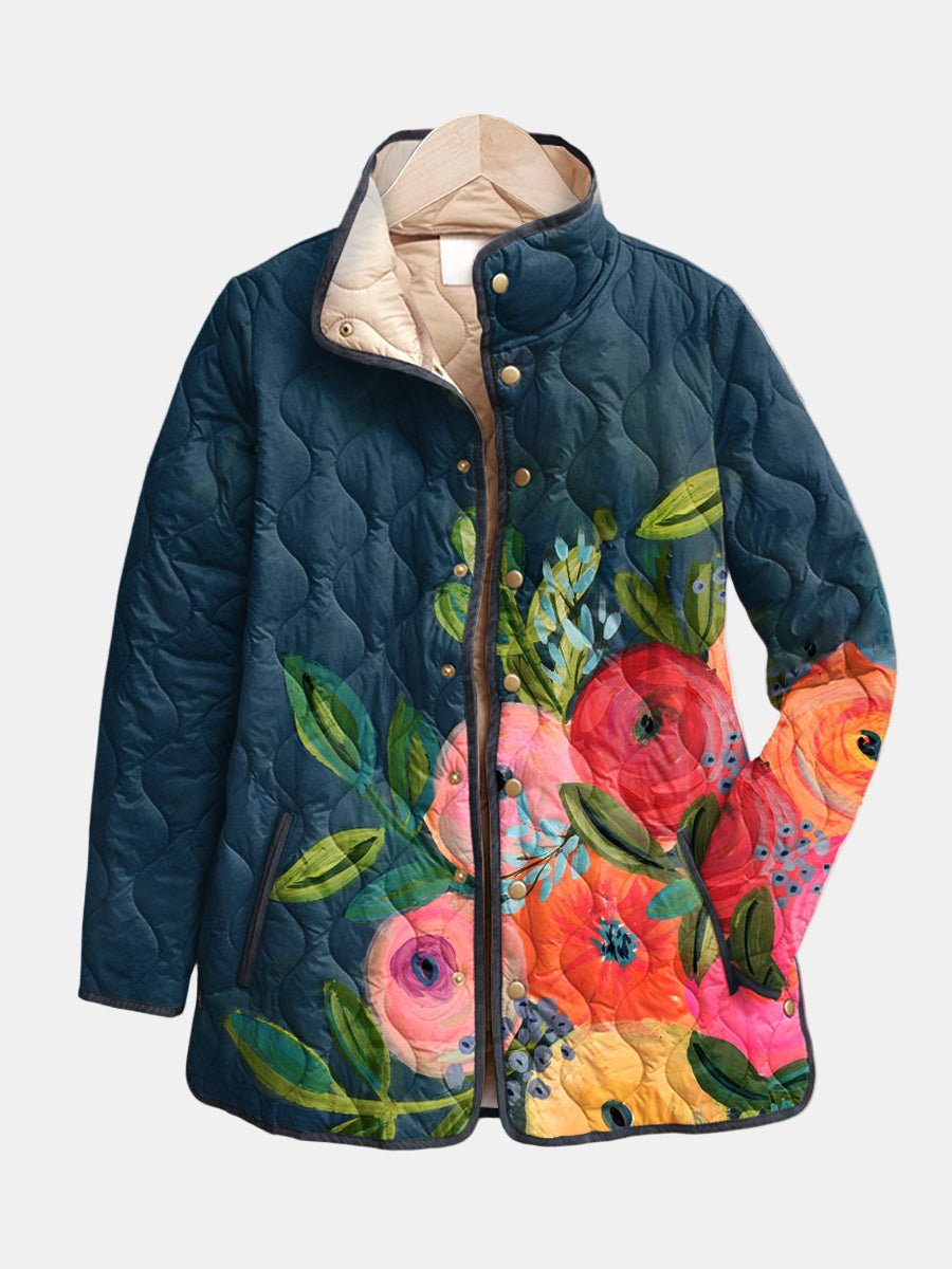 DELACROIX | Chaqueta Acolchada con Flores Pintadas Camille