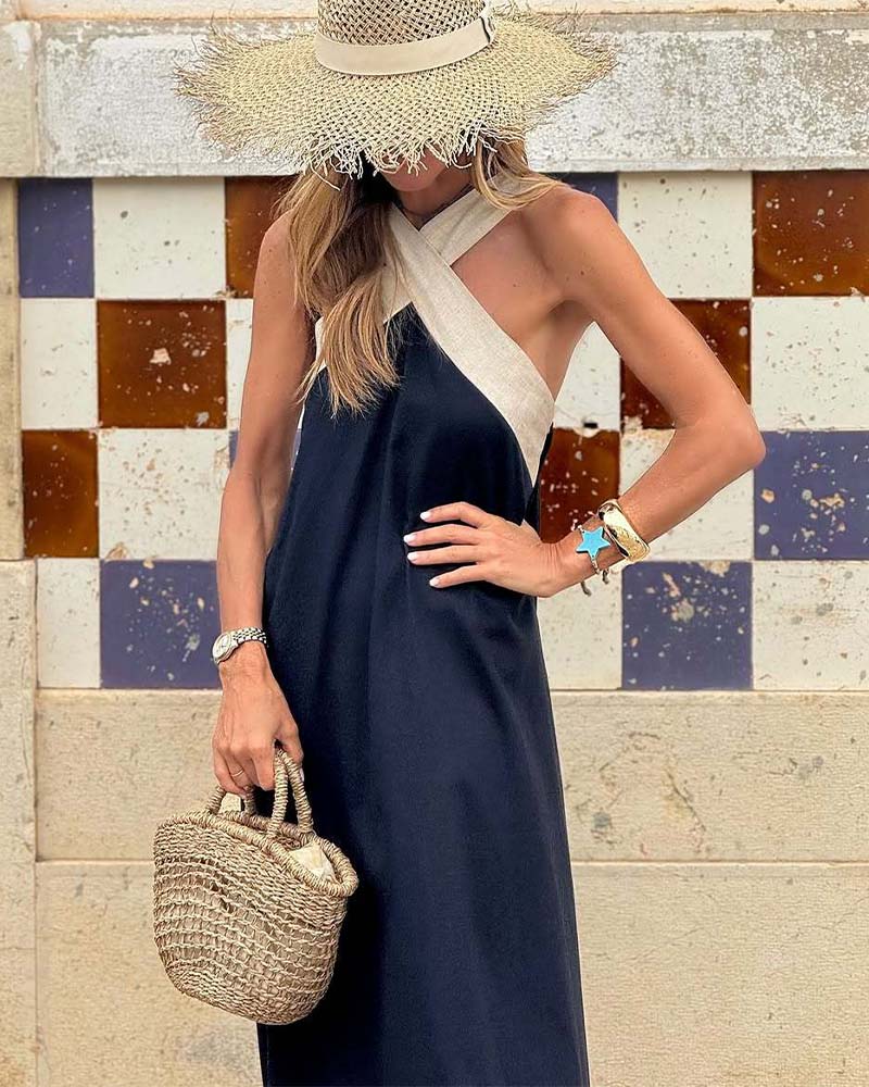 SIENNA | Elegante vestido sin espalda con cuello cruzado de moda para Mujer