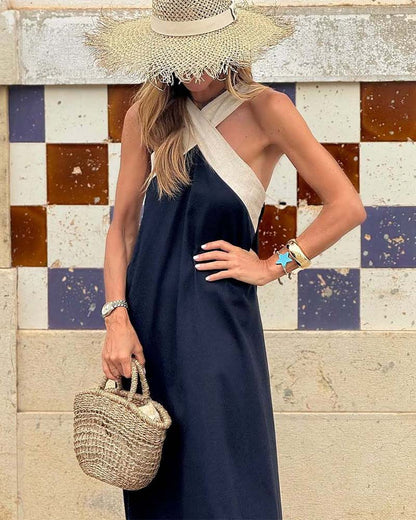 SIENNA | Elegante vestido sin espalda con cuello cruzado de moda para Mujer