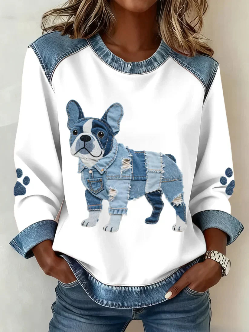 Lilah - Sudadera con Estampado de Dachshund y Patchwork
