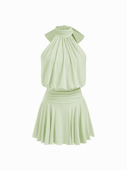 Griselda - Minivestido sin mangas con cuello alto y bufanda para Mujer