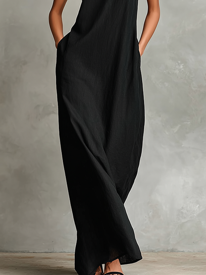 Caterina | Vestido largo negro minimalista para Mujer