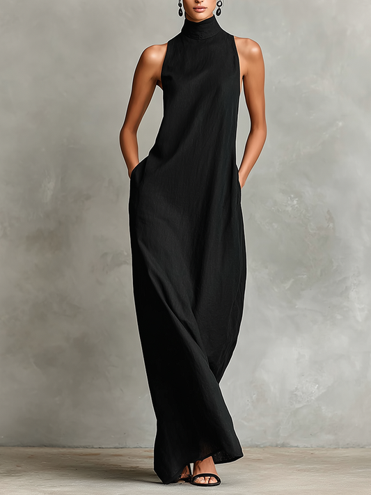 Caterina | Vestido largo negro minimalista para Mujer