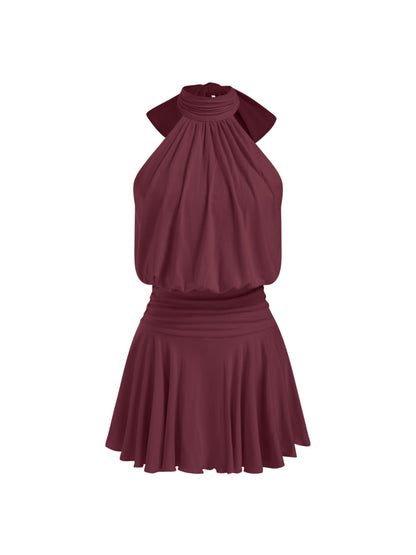 Griselda - Minivestido sin mangas con cuello alto y bufanda para Mujer