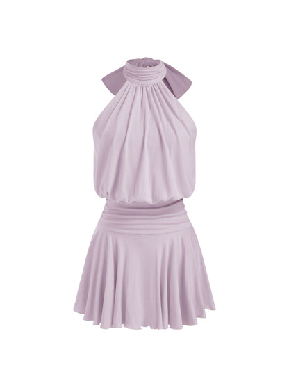 Griselda - Minivestido sin mangas con cuello alto y bufanda para Mujer