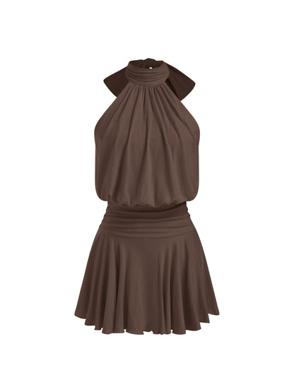 Griselda - Minivestido sin mangas con cuello alto y bufanda para Mujer