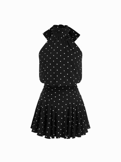 Griselda - Minivestido sin mangas con cuello alto y bufanda para Mujer