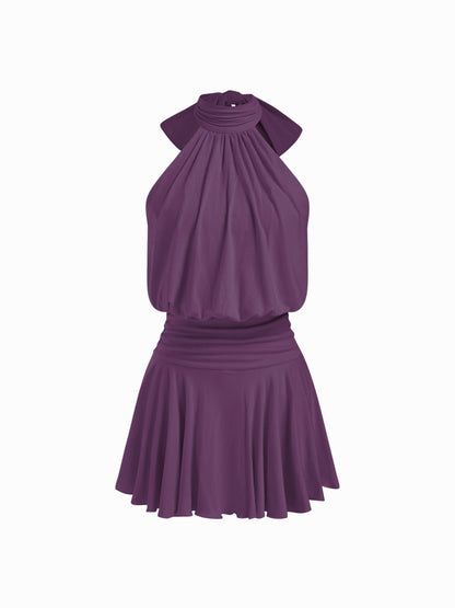 Griselda - Minivestido sin mangas con cuello alto y bufanda para Mujer