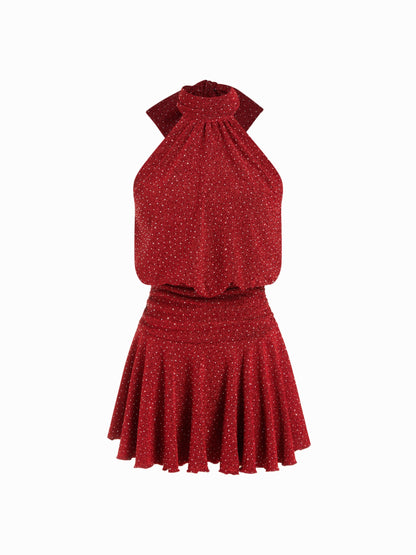 Griselda - Minivestido sin mangas con cuello alto y bufanda para Mujer
