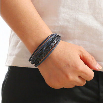 Cruz - Pulsera de cuero para hombres – robusta, elegante y atemporal