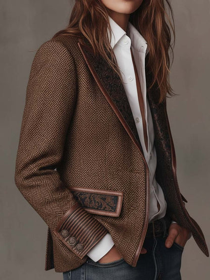 Gisèle | Blazer con Apliques de Chevron Impreso para Mujer