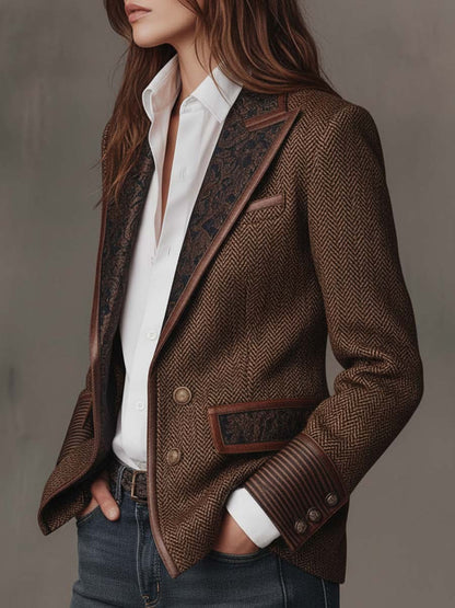 Gisèle | Blazer con Apliques de Chevron Impreso para Mujer