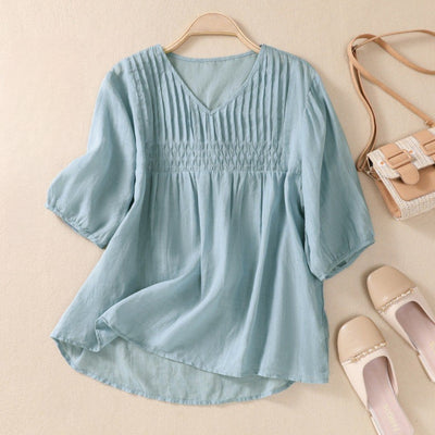Laurienne™ | Blusa plisada con cuello en V