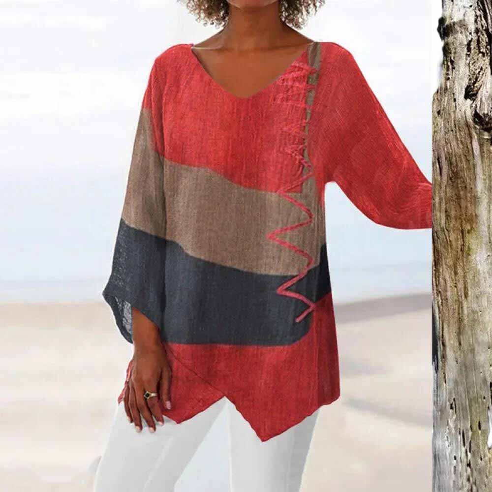 Elise - Elegante camisa tricolor