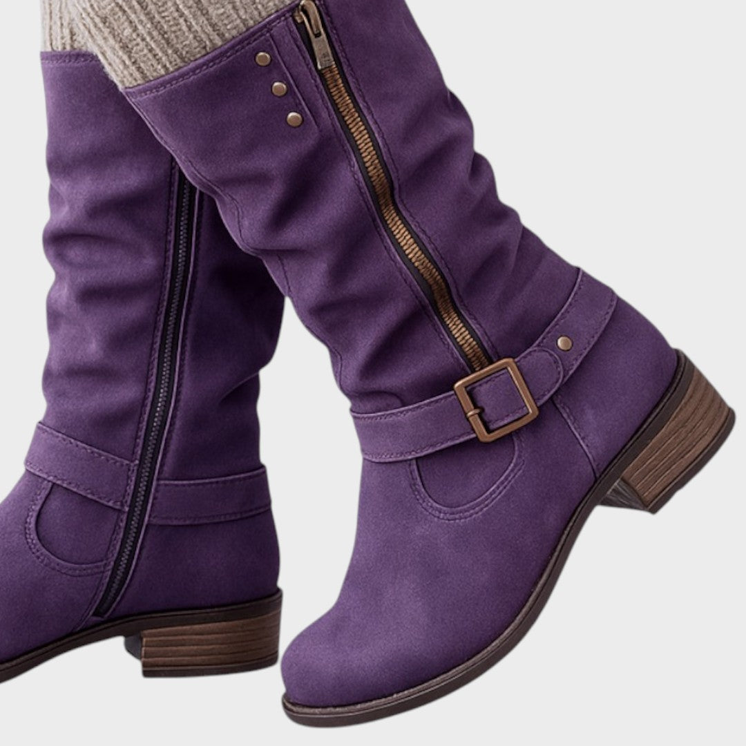 Gloria | Bota de Caña Alta con Detalle de Malla Trenzada