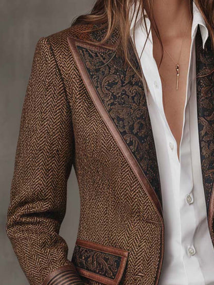 Gisèle | Blazer con Apliques de Chevron Impreso para Mujer