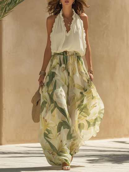 Lysandra | Conjunto Fluido Elegante con Estampado Floral para Mujer