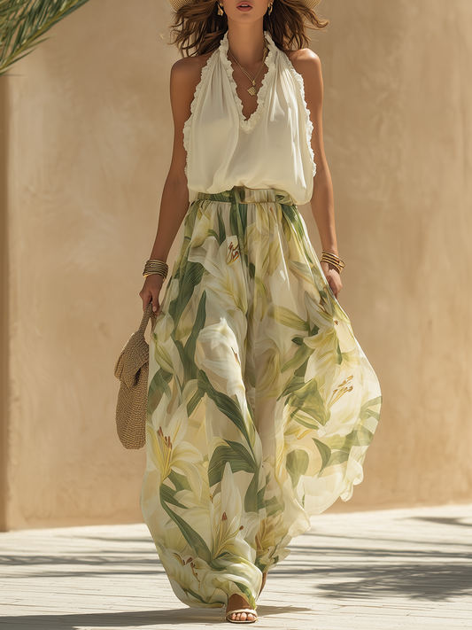 Lysandra | Conjunto Fluido Elegante con Estampado Floral para Mujer