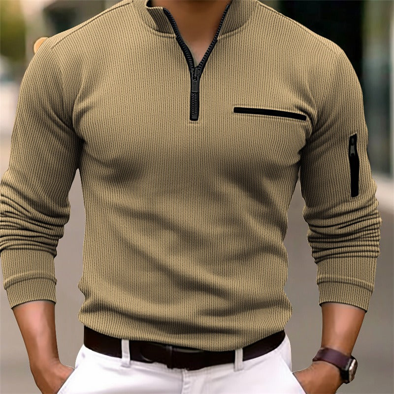 Herre -  Camiseta de manga larga para hombres con cremallera – Moderna, masculina y elegante