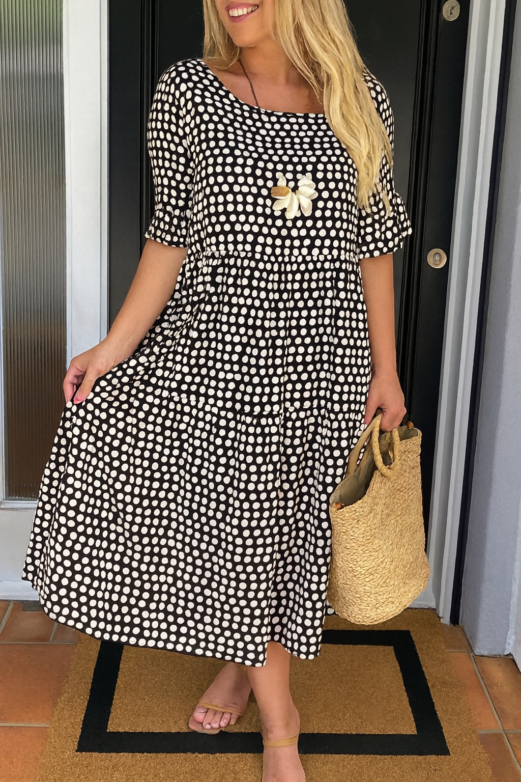 Zerelle | Vestido Midi de Manga Corta para Mujer