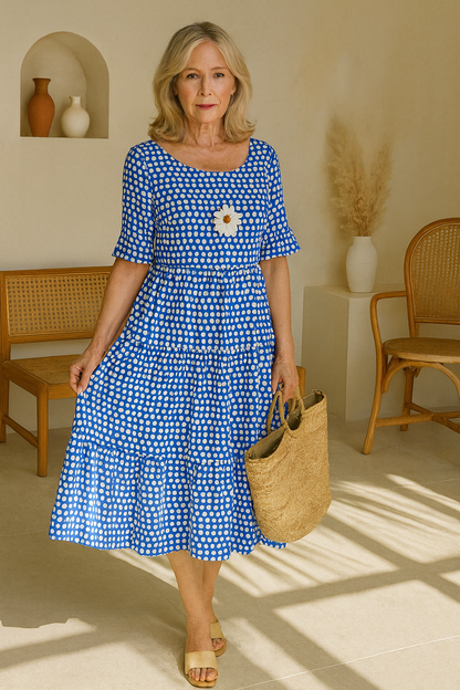 Zerelle | Vestido Midi de Manga Corta para Mujer