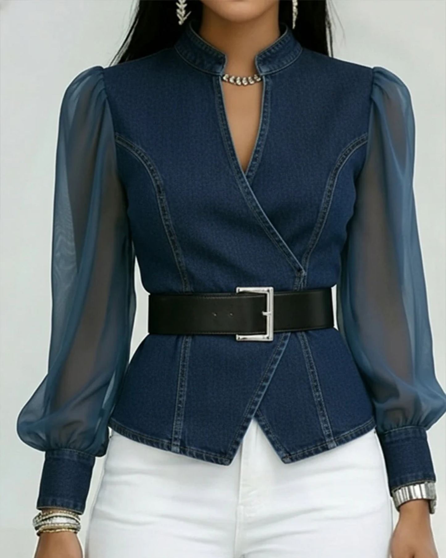 Alessia | Top de denim con mangas para Mujer