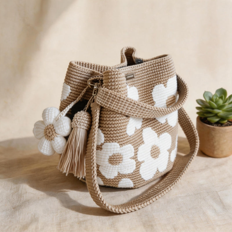 Jazmín - Saco Tote Floral de Croché Hecho a Mano para Mujer